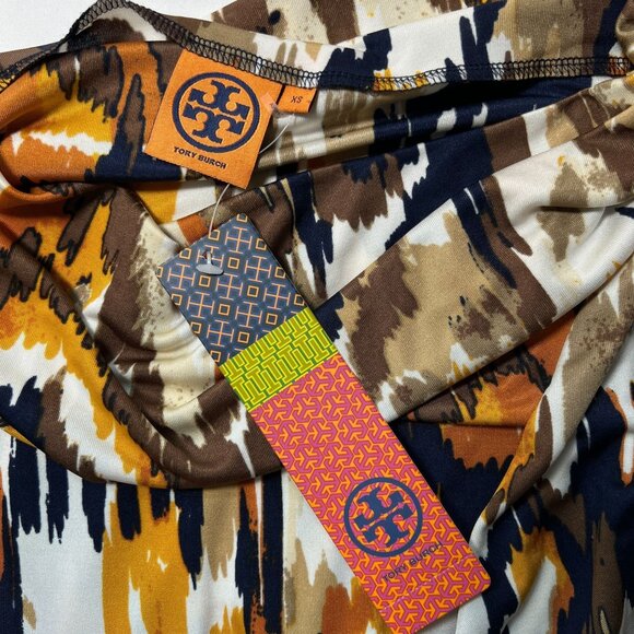 NWT Tory Burch Verda Dress XS Matmi Silk Ikat Midi Sheath Resort Cowl Neck - Picture 6 of 14